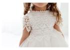White Lace Infant Flower Girl Dress, Romantic Tulle Wedding Gown for Baby Girl