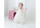 Ivory Bohemian Flower Girl Dress, White Lace Beach Wedding Dress for Girls