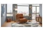 Caramel Faux Leather 4-in-1 Convertible Chair Bed, Space-Saving Folding Sleeper Sofa